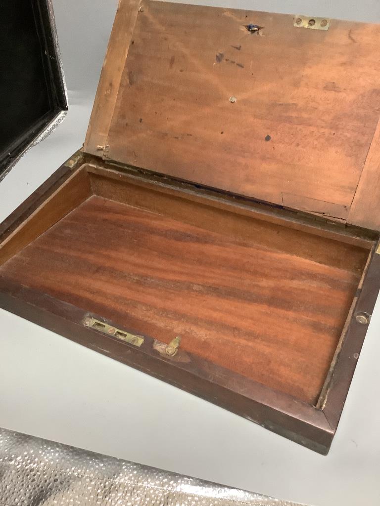 A 19th century mahogany writing slope, 40 x 23 x 16cm (a.f.)